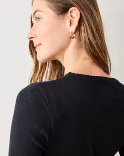 Pointelle Long Sleeve in Cat Eye
