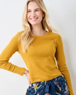 Pointelle Long Sleeve in Goldenrod