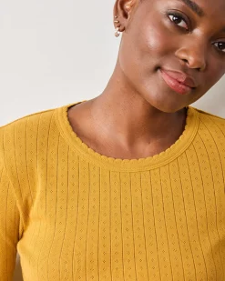Pointelle Long Sleeve in Goldenrod