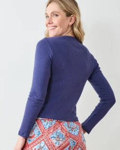 Pointelle Long Sleeve in Navy Twilight