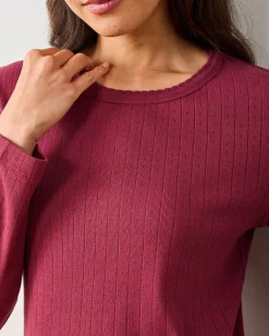 Pointelle Long Sleeve in Wine