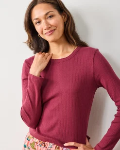 Pointelle Long Sleeve in Wine