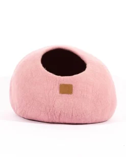 Premium Felted Wool Cat Cave Bed in Pink