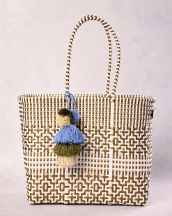 Preppy Tile Gold & White Citron Tote in Gold & White