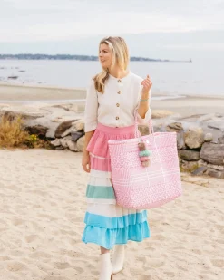 Preppy Tile Rose Citron Tote in Rose
