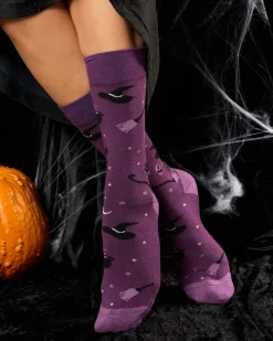 Purple Witch Hats Socks in Purple