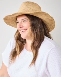 Raffia Crochet Continental Hat in Natural