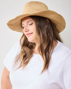 Raffia Crochet Continental Hat in Natural