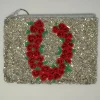Roses Horseshoe Coin Purse in Silver Combo