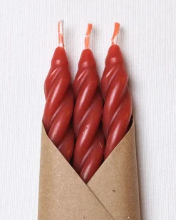 Rose Spiral Beeswax Candles Set of 3 in Rose