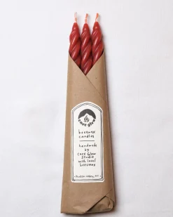 Rose Spiral Beeswax Candles Set of 3 in Rose