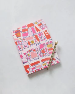 Rues De Paris Medium Coptic- Bound Journal in Pink Combo