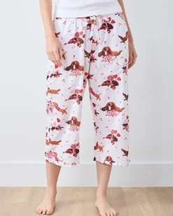 Ruffle Cropped Pants in Dachshund Date
