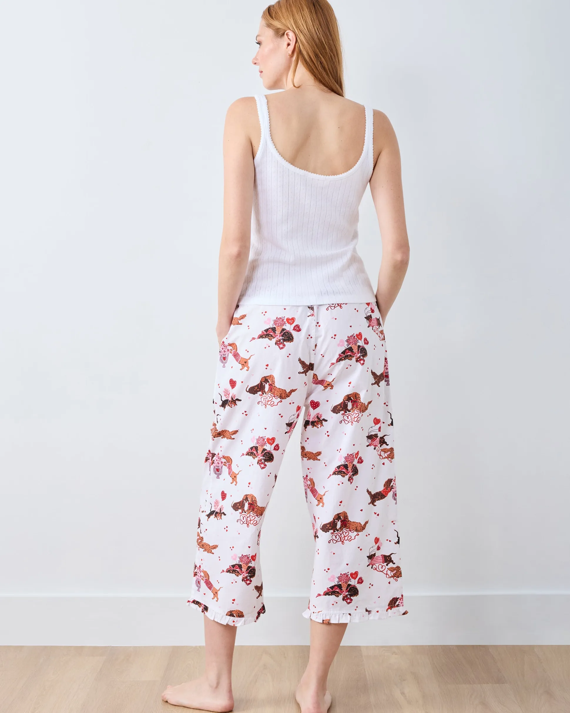 Ruffle Cropped Pants in Dachshund Date