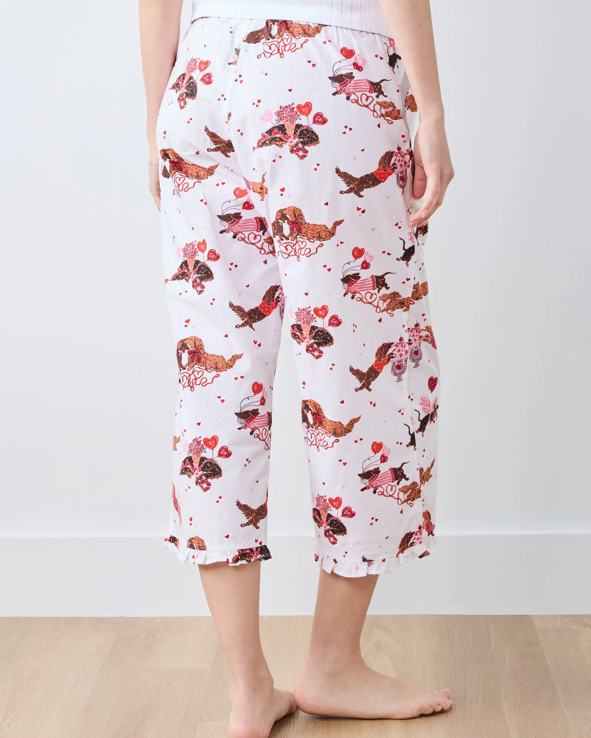 Ruffle Cropped Pants in Dachshund Date
