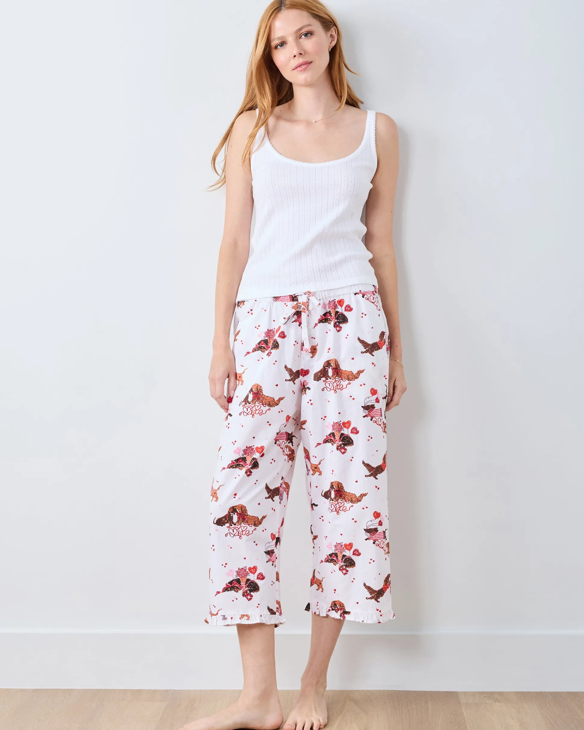 Ruffle Cropped Pants in Dachshund Date