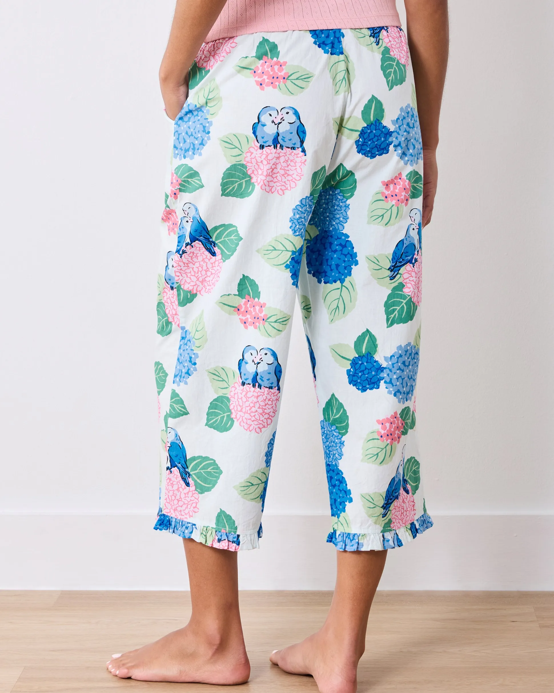 Ruffle Cropped Pants in Hydrangea Honeymoon