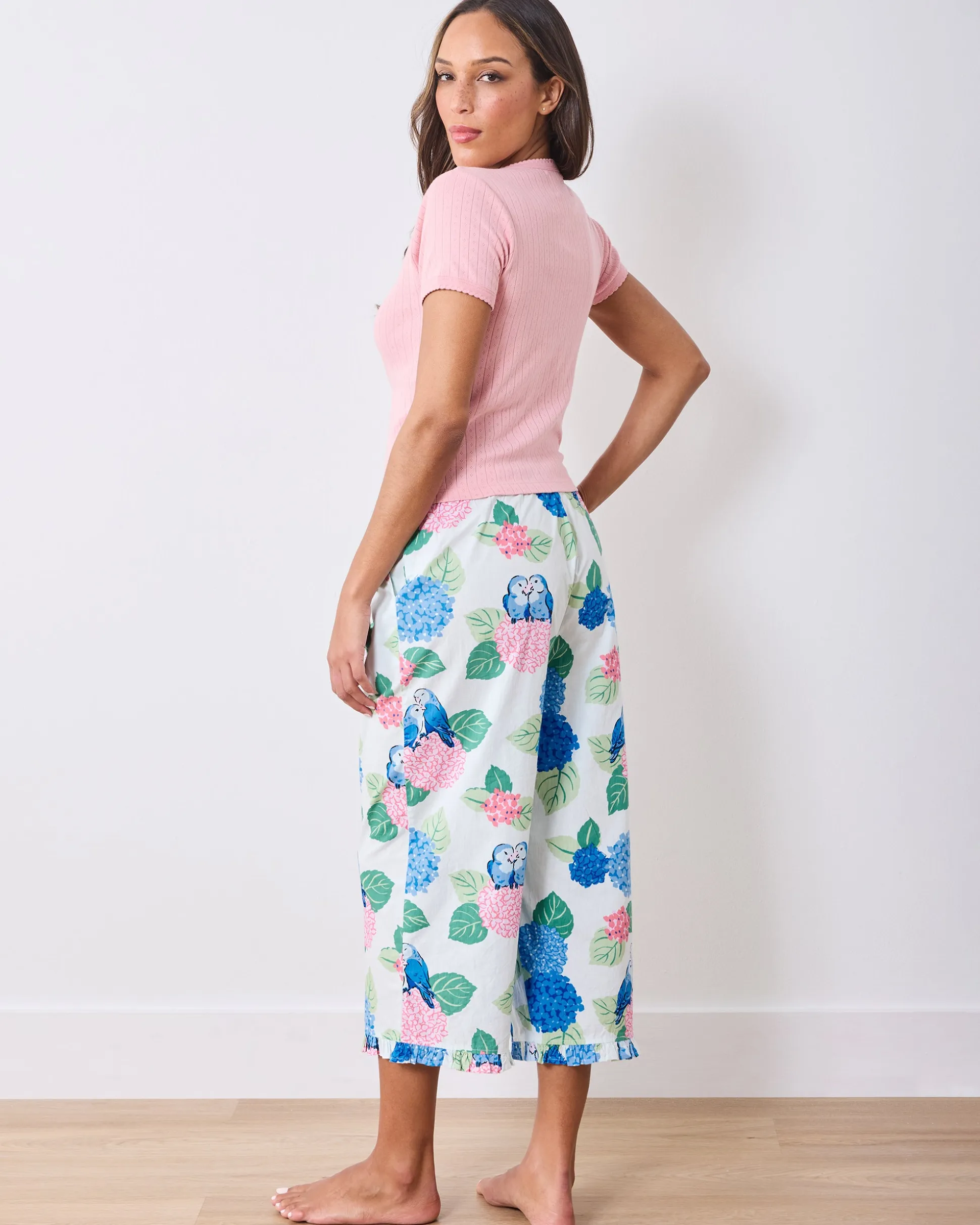Ruffle Cropped Pants in Hydrangea Honeymoon