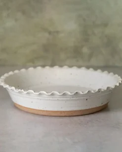 Sage Valley Pottery Pie Dish in White