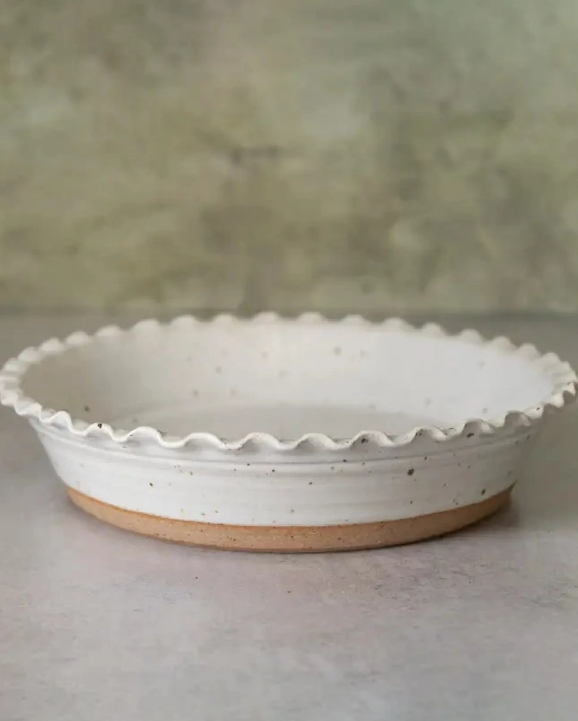 Sage Valley Pottery Pie Dish in White