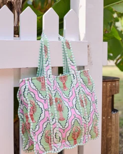 Scalloped Tote & Bucket Hat Bundle in Lobster Lagoon