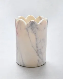Scalloped Wine & Champagne Chiller in White Marble