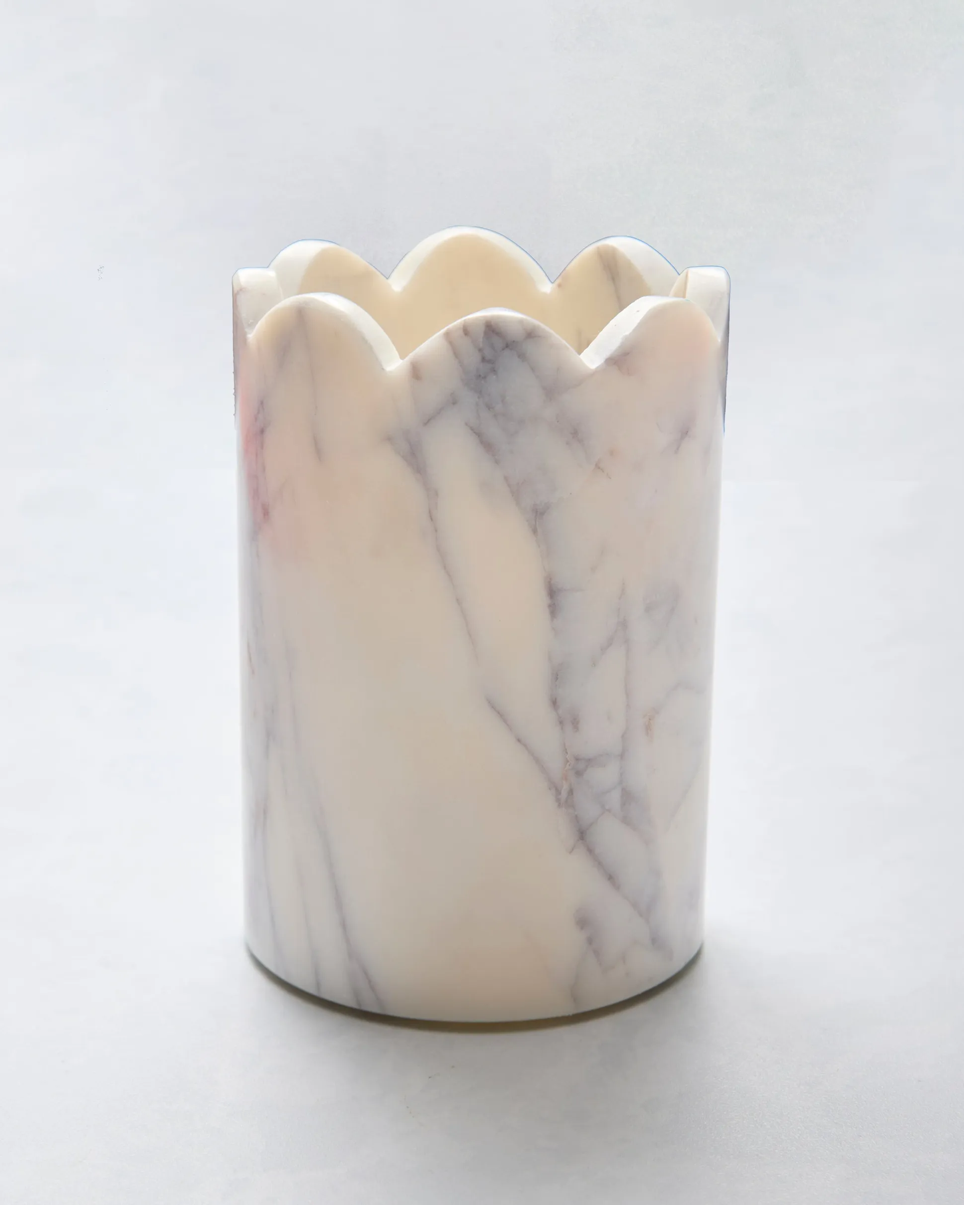Scalloped Wine & Champagne Chiller in White Marble