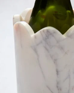 Scalloped Wine & Champagne Chiller in White Marble