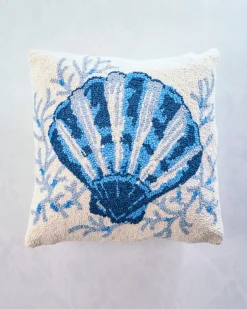 Scallop Hook Pillow in Blue Combo