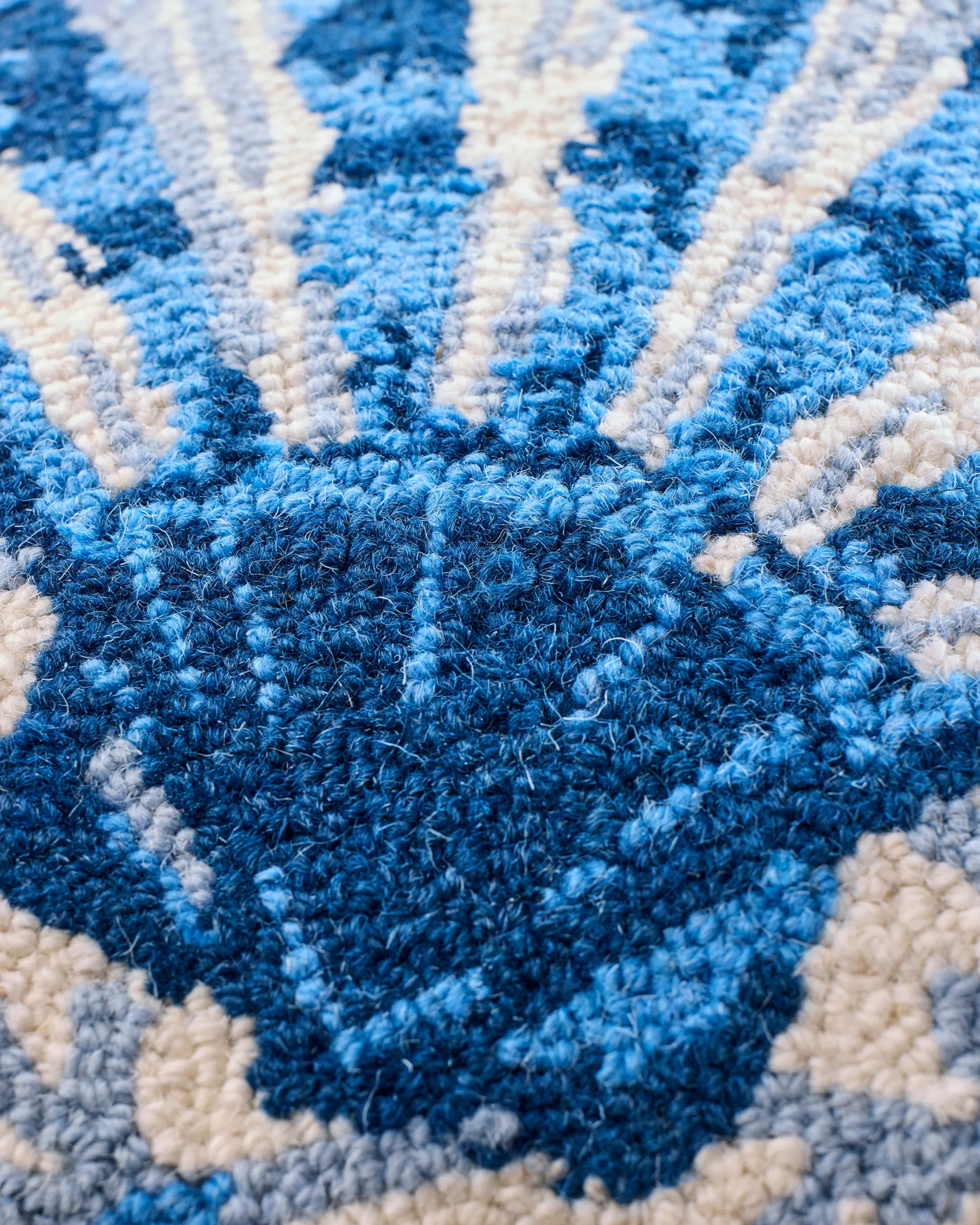 Scallop Hook Pillow in Blue Combo