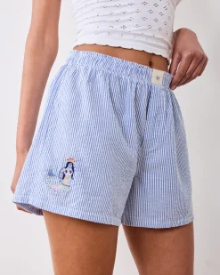 Seersucker Boyfriend Boxer in Triton Stripes
