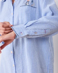 Seersucker Everyday Button Down in Triton Stripes