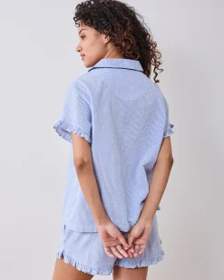Seersucker Ruffle Short Set in Triton Stripes