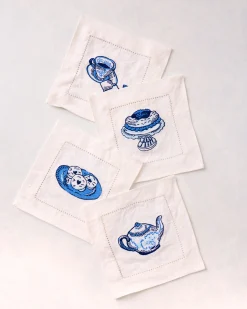 Set of 4 Cocktail Napkins in High Tea Toile