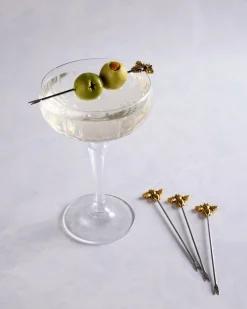 Set of 4 Golden Bee Cocktail Picks in Gold