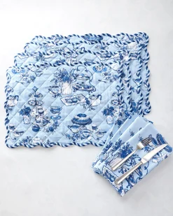 Set of 4 Placemats & Napkins Bundle in High Tea Toile