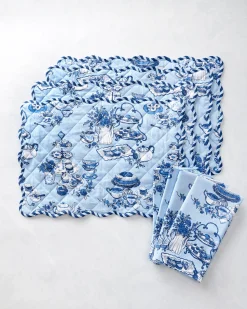 Set of 4 Placemats & Napkins Bundle in High Tea Toile
