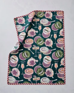 Set of 2 Tea Towels in Champagne & Caviar