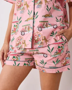 Short PJ Set in Cabana Cats