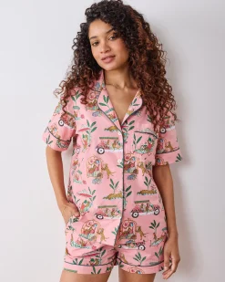 Short PJ Set in Cabana Cats