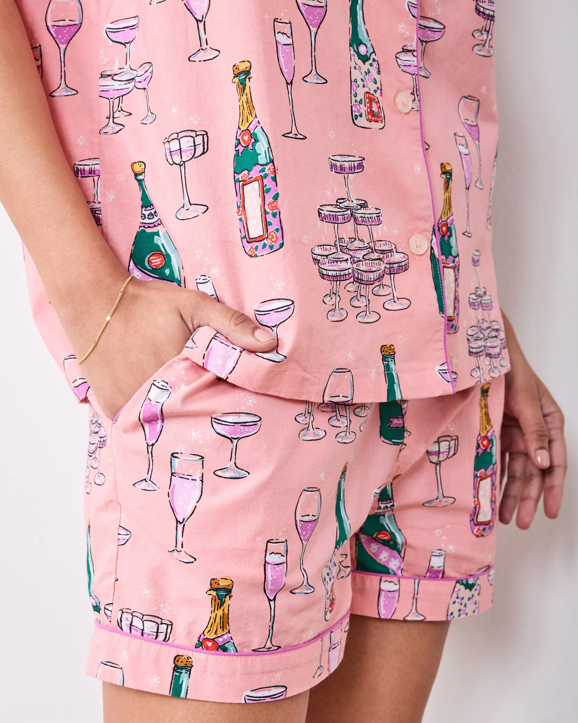 Short PJ Set in Champagne Tower