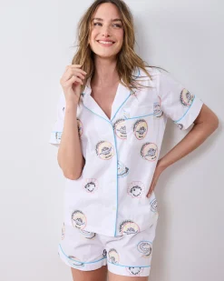 Short PJ Set in Embroidered Caviar Club