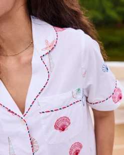 Short PJ Set in Embroidered Shells