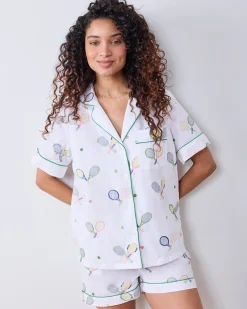 Short PJ Set in Embroidered Tennis Club