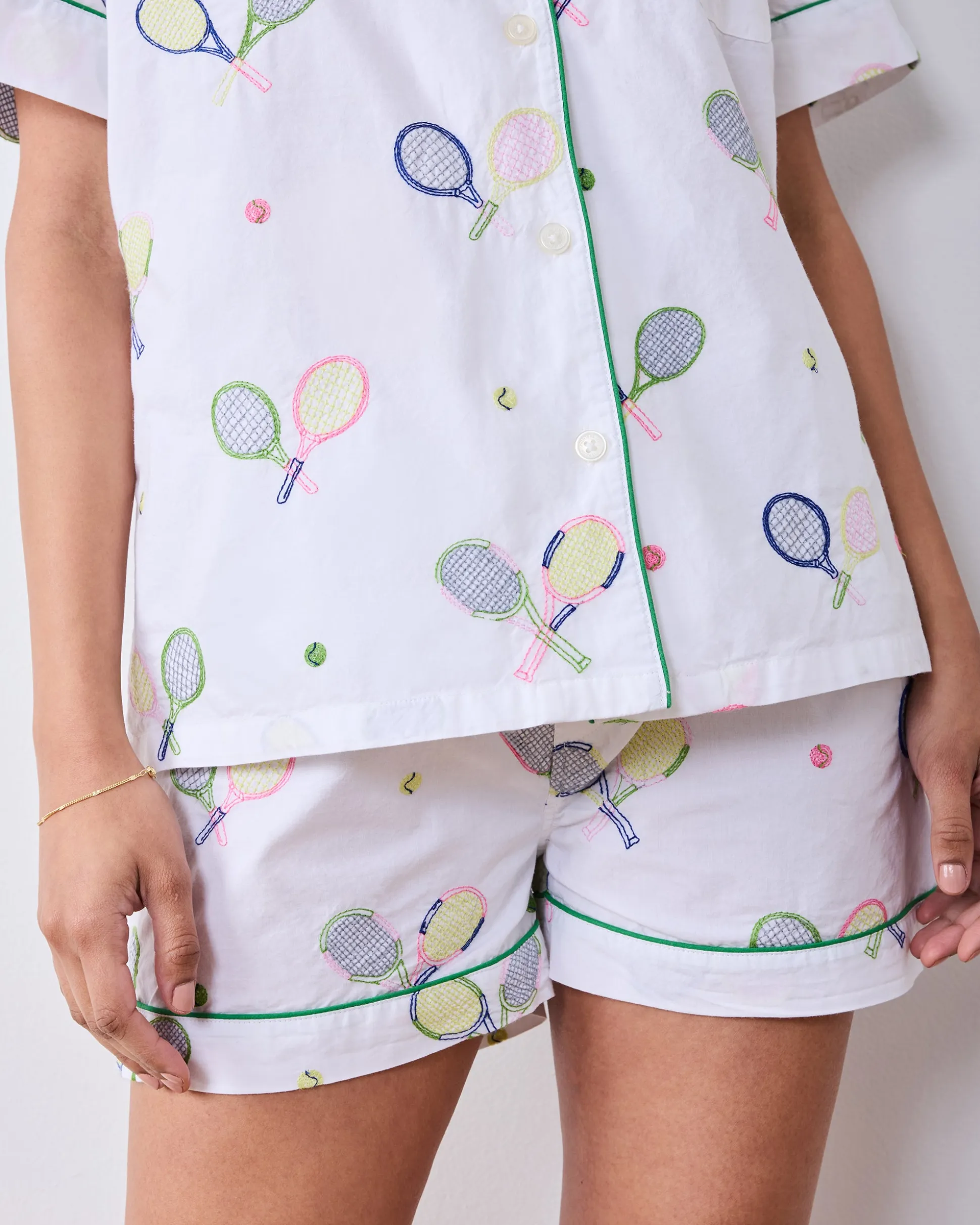 Short PJ Set in Embroidered Tennis Club