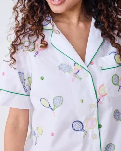 Short PJ Set in Embroidered Tennis Club