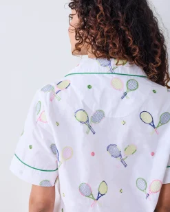 Short PJ Set in Embroidered Tennis Club