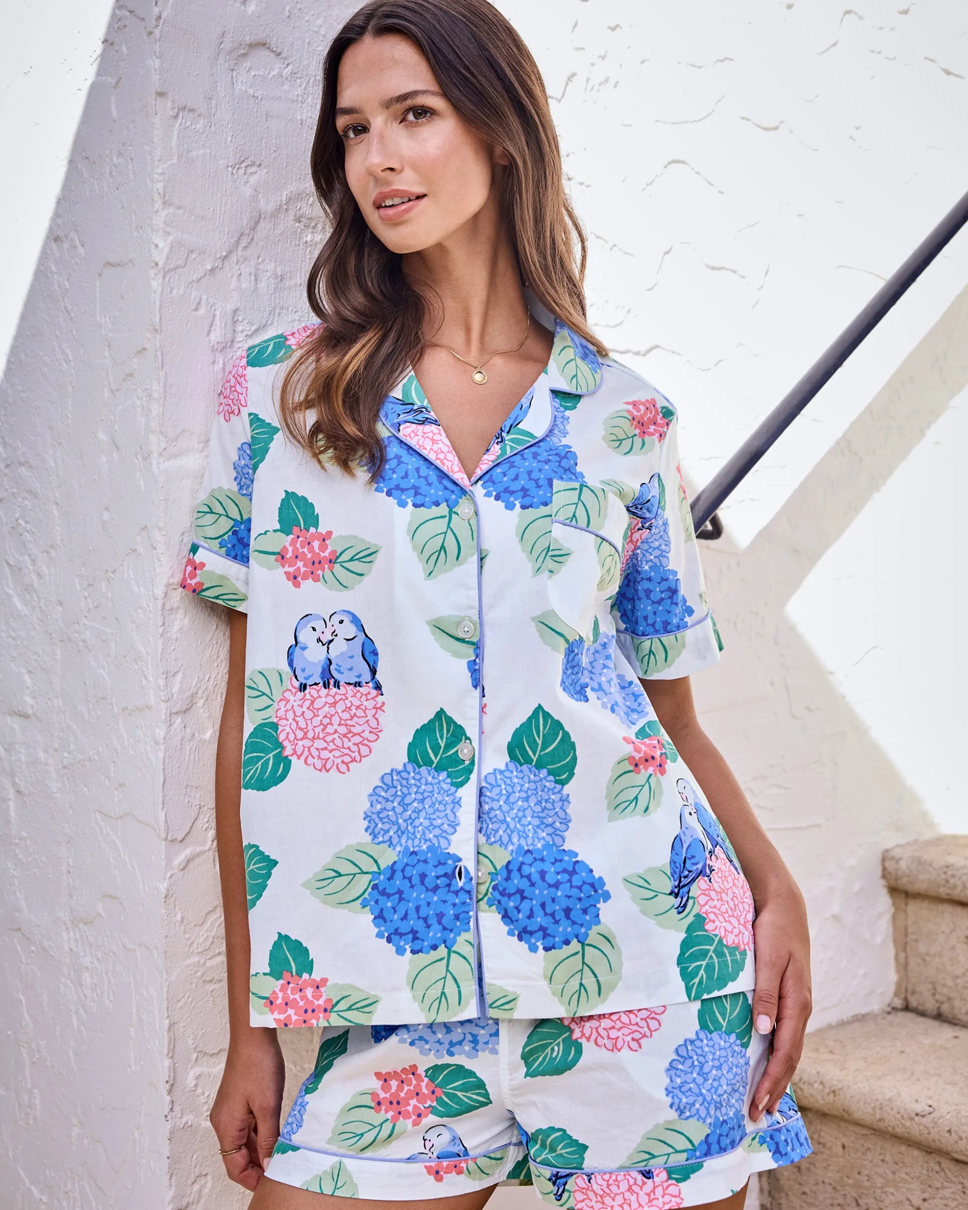 Short PJ Set in Hydrangea Honeymoon