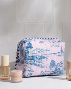 Short PJ Set & Quilted Pouch Bundle in Mermaid Toile