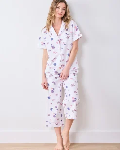 Short Sleeve & Cropped Pant Set in Scattered Shells